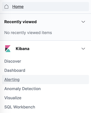 Kibana side bar with link